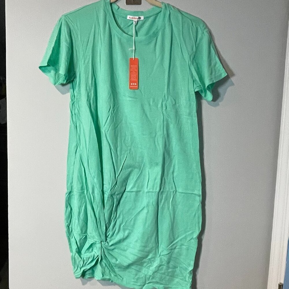 Sundry Light Green Tee Dress with Side Twist - Size XS - NWT